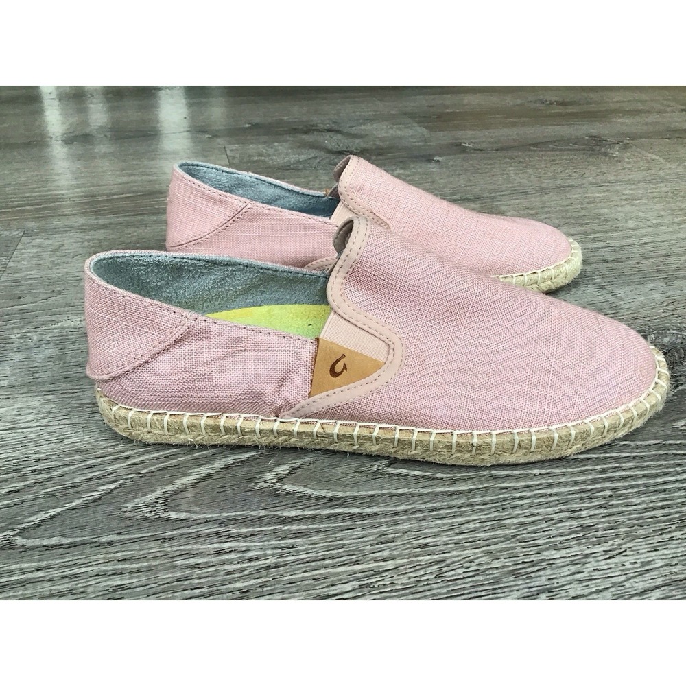 Olukai Kaula Pa'a Kapa Women's Size 7 Slip On Espadrille Flats Shoes Pink Casual